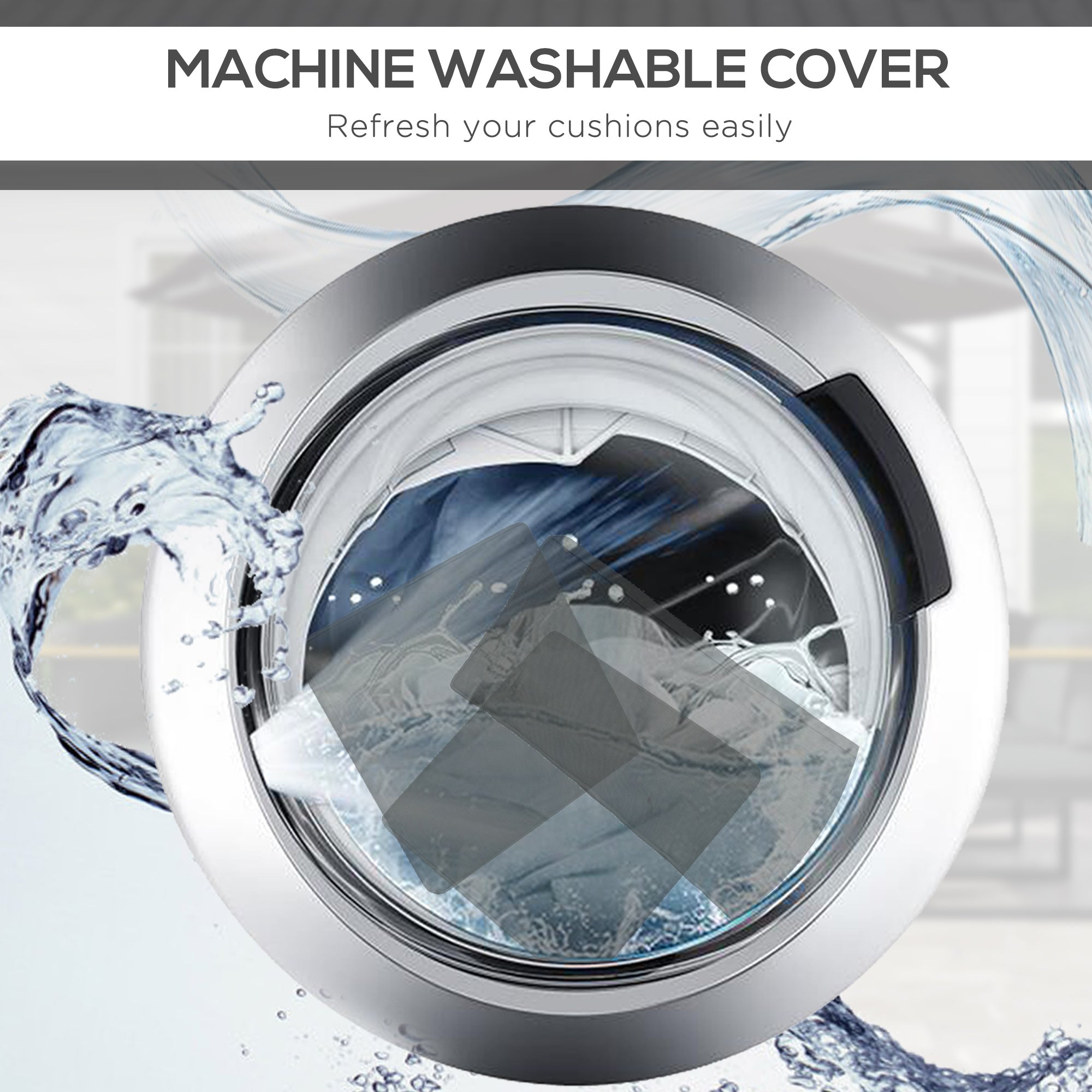 Outsunny Replacement Cushions for Rattan Furniture, 14 Piece Outdoor Seat Cushion Pad for Patio Set, 7 Seat and 7 Back, Grey 