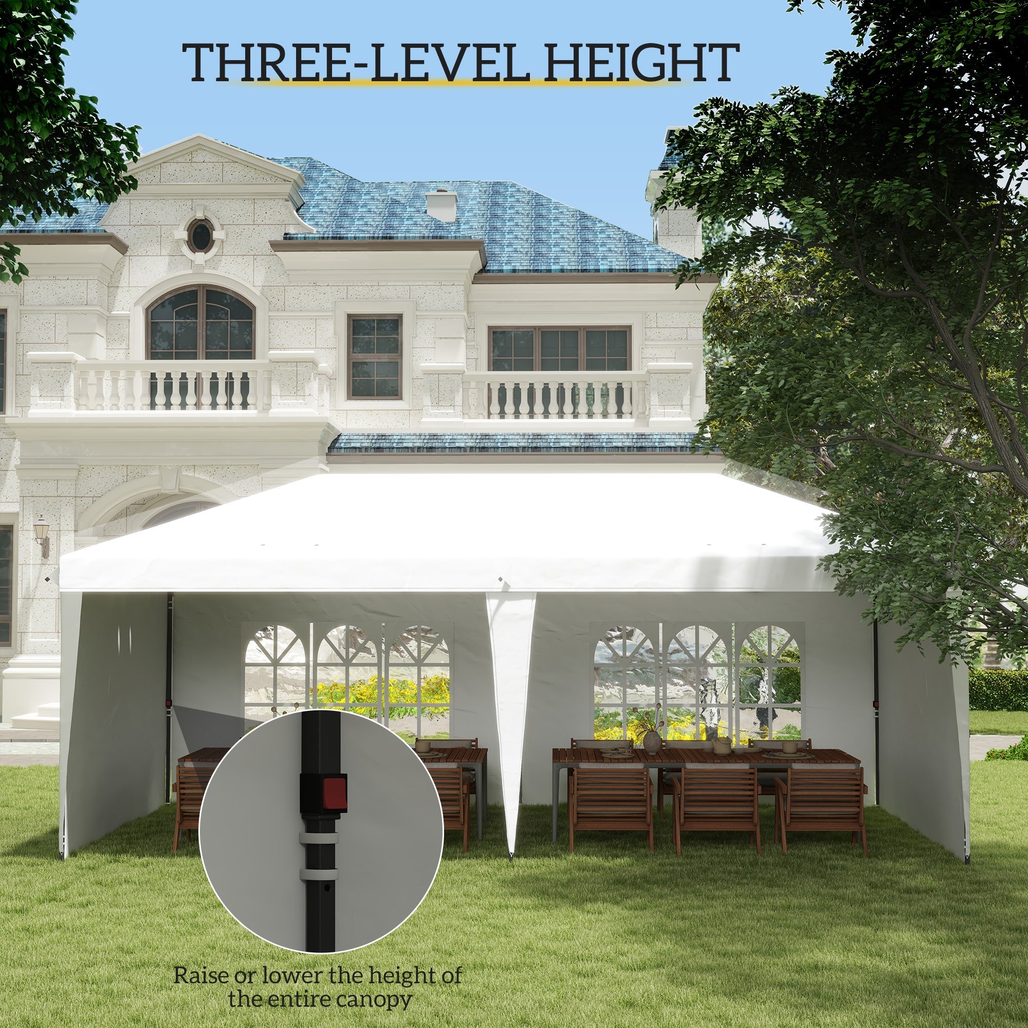 Outsunny 10'x20' Pop Up Canopy Tent Outdoor Party Commercial Instant Shelter Carrying Bag White 