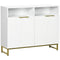HOMCOM White Metal Base Storage Cabinet: Kitchen Sideboard Bar Cabinet with Doors and Shelves