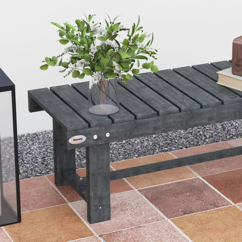 Outdoor Garden Bench, Backless Patio Fir Wood Stool, Armless Loveseat, 43.25" x 15" x 13.75", Grey