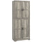 Farmhouse Kitchen Pantry Cabinet, Kitchen Cabinet with Barn Doors, Adjustable Shelves and Door Racks, Distressed Grey