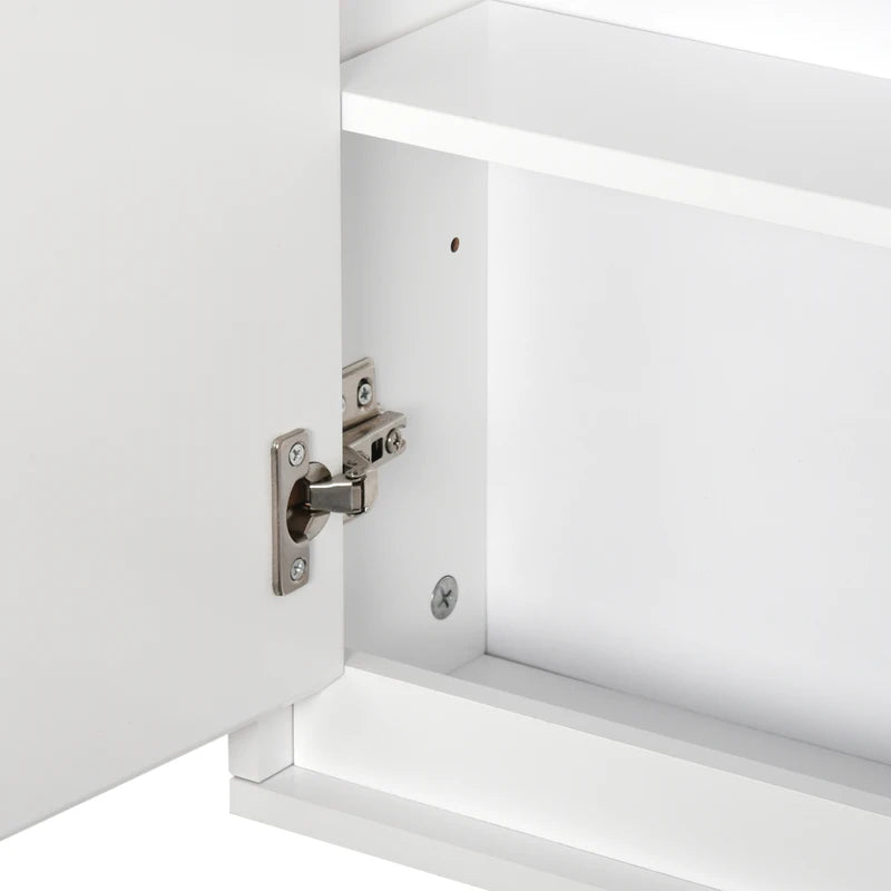Wall Mounted Bathroom Medicine Cabinet Mirrored Cabinet with Hinged Door 2-Tier Storage Shelves White