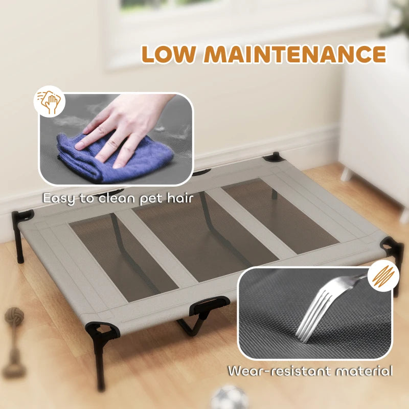 Elevated Dog Bed, Raised Dog Cot for XL Sized Dogs, Indoor & Outdoor, 48" x 36" x 9", Light Grey