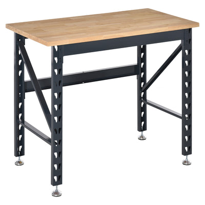 HOMCOM Solid Craftsmanship: 45" Solid Wood Workbench, Adjustable Foot Pads, 1100 Lbs Capacity for Robust Workshop Performance 