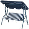 Outsunny 3-Seater Patio Swing Chair Outdoor Porch Swing with Adjustable Canopy Cushion Blue