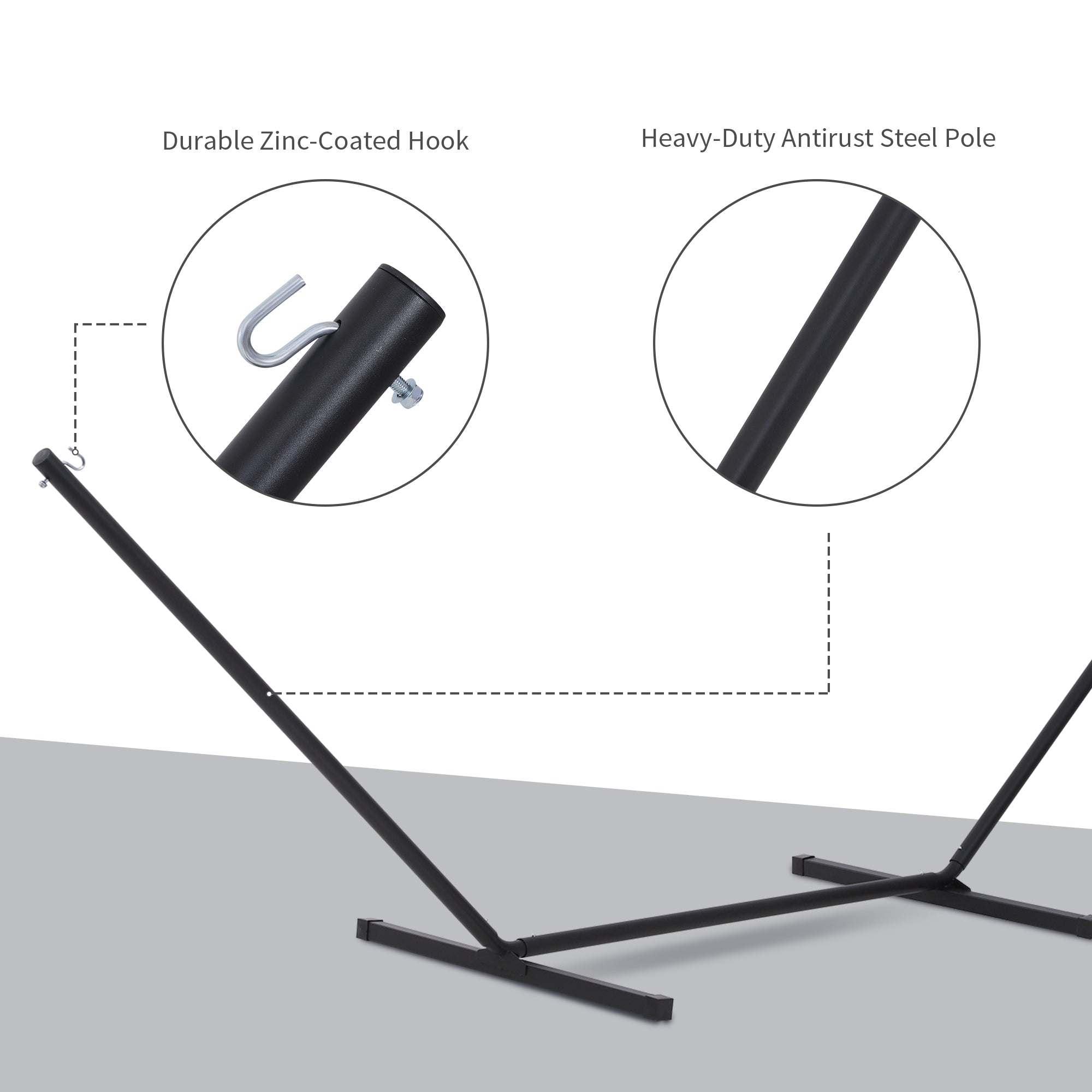 Outsunny Easy Setup Hammock Stand, Straight Pole for Garden Camping and Picnic Enjoyment 