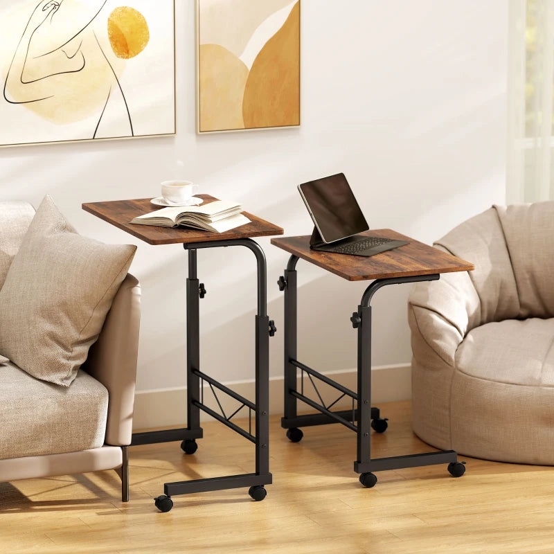 Mobile Standing Desk with Adjustable Height, 23.5 inch Stand Up Desk with Wheels, Rustic Brown