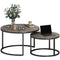Modern Coffee Table Set of 2, Nesting Side Tables w/ Metal Base for Living Room Bedroom Office Faux Marbled Grey