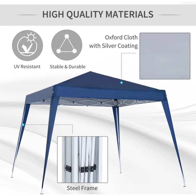 8' x 8' Pop Up Canopy, Outdoor Folding Tent, Portable Party Tent with Carrying Bag for Camping, Party, Picnic, Blue