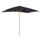 Outsunny 7x10FT Black Wooden Patio Umbrella Rectangle Garden Parasol Outdoor Sunshade Bamboo Ribs