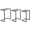 HOMCOM Rustic Nesting Tables: Set of 3 C-Shaped Snack Side Tables with Steel Frame for Sofa, Couch and Bed, Vintage Brown