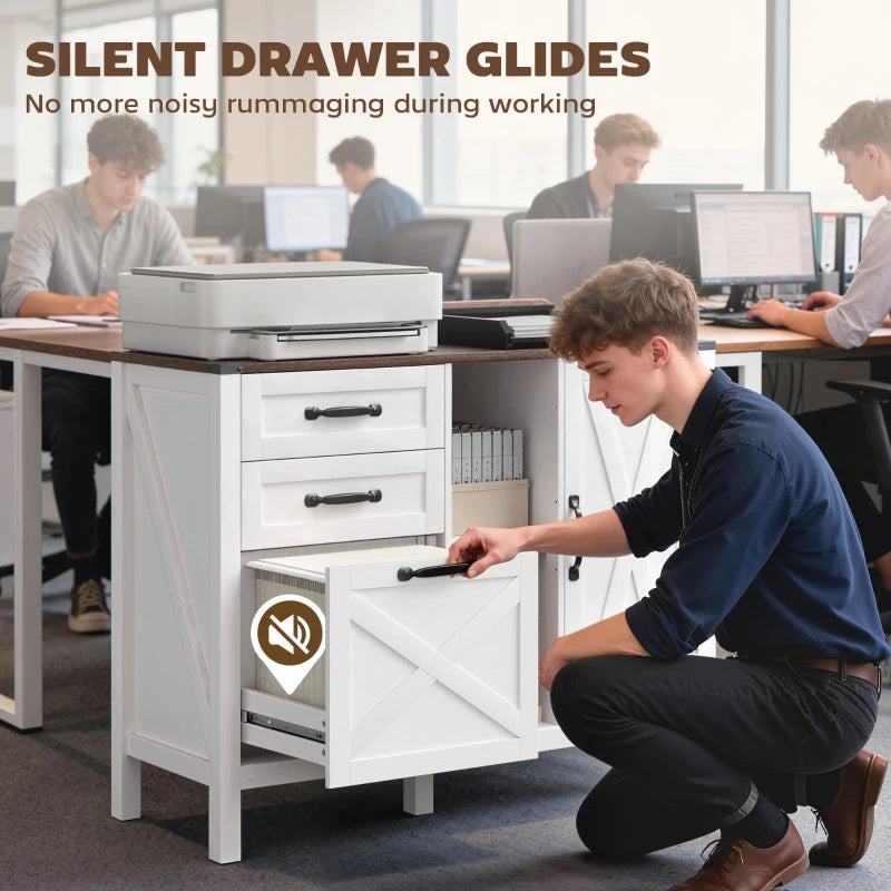 Lateral Filing Cabinet with Drawers, Shelves, Adjustable Hanging Bar for Home Office, Fit A4/Letter Files, White