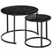 Homcom Black Nesting Coffee Tables: Round Set of 2 with Faux Marble Top & Metal Frame for Modern Style