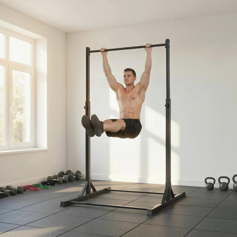 Soozier Portable Pull Up Station, Height Adjustable Pull Up Bar with 8 Levels for Home Gym Strength Training, 440LBS Capacity