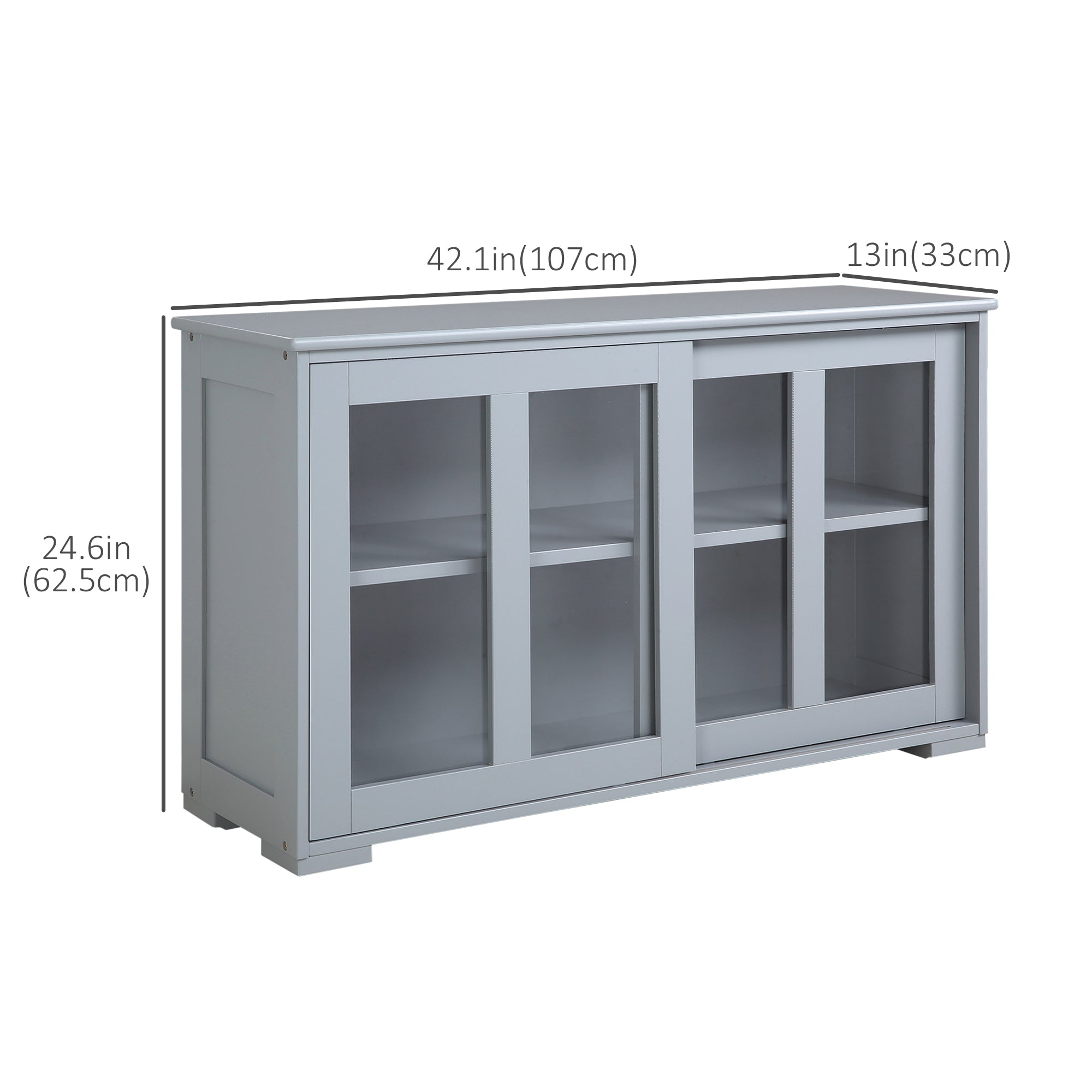 HOMCOM Versatile Kitchen Sideboard Stackable Storage Cabinet Sliding Glass Door Console Serving Buffet Dining Room 