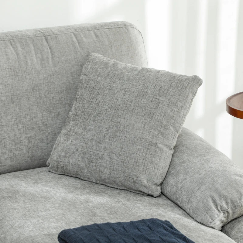 L-Shape Sofa, Modern Sectional Couch with Changeable Chaise Lounge, Pillows and Wooden Legs for Living Room, Grey