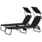 Outsunny Outdoor Chaise Lounge Chairs Set of 2 with Recliner Back and Sunshade for Pool Beach Patio Black