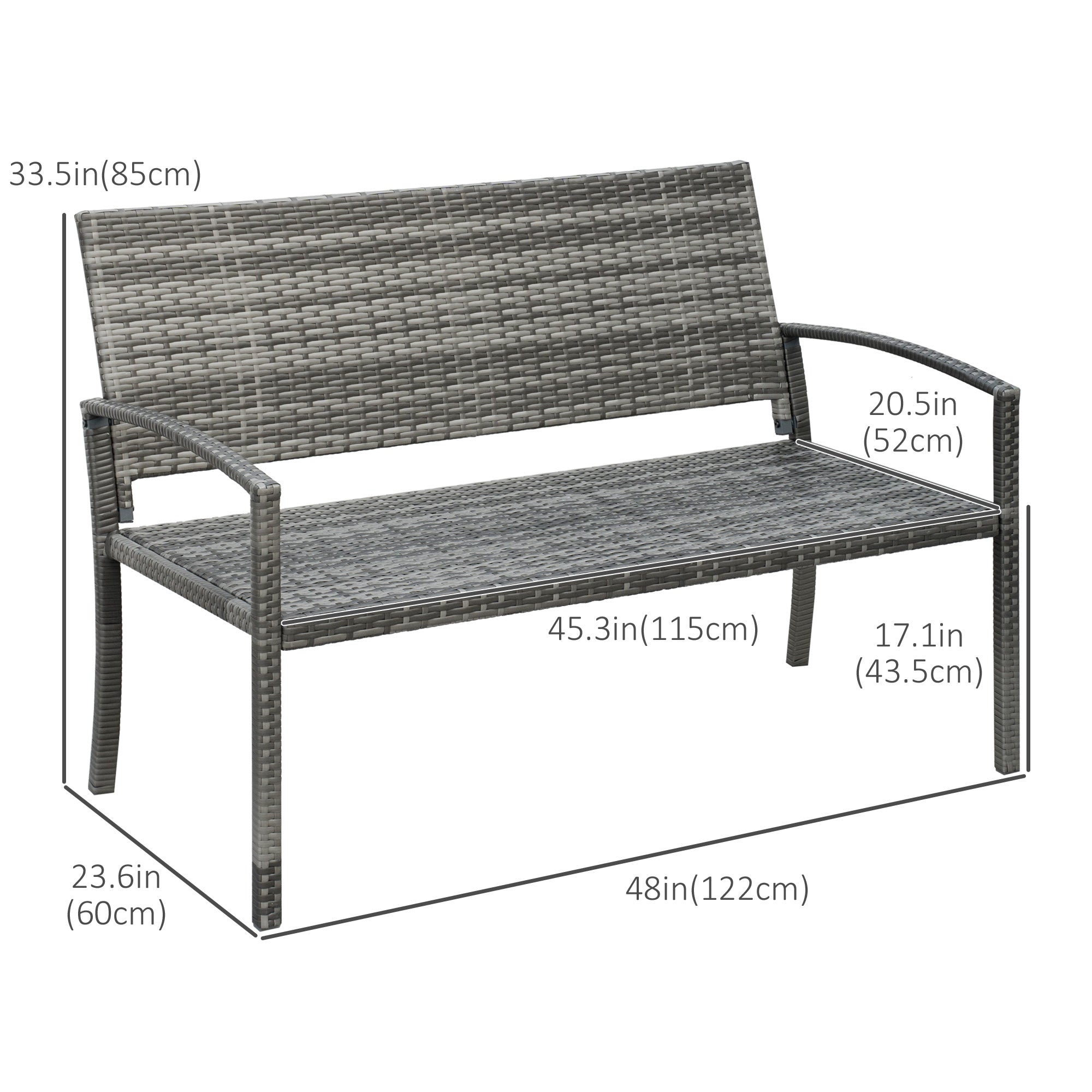 Outsunny Rattan Garden Oasis: Hand-Woven Portable Backyard Loveseat, Grey Wicker Relaxation 