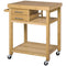 HOMCOM Bamboo Bounty: Kitchen Island Trolley Rolling Utility Cart with Wheels, Drawers, Shelves for Living Room