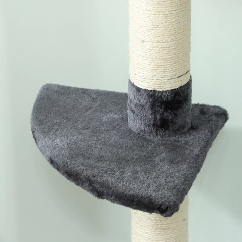 8.5ft Cat Climbing Tree 5-Tier Kitty Activity Center with Scratching Post  Dark Grey