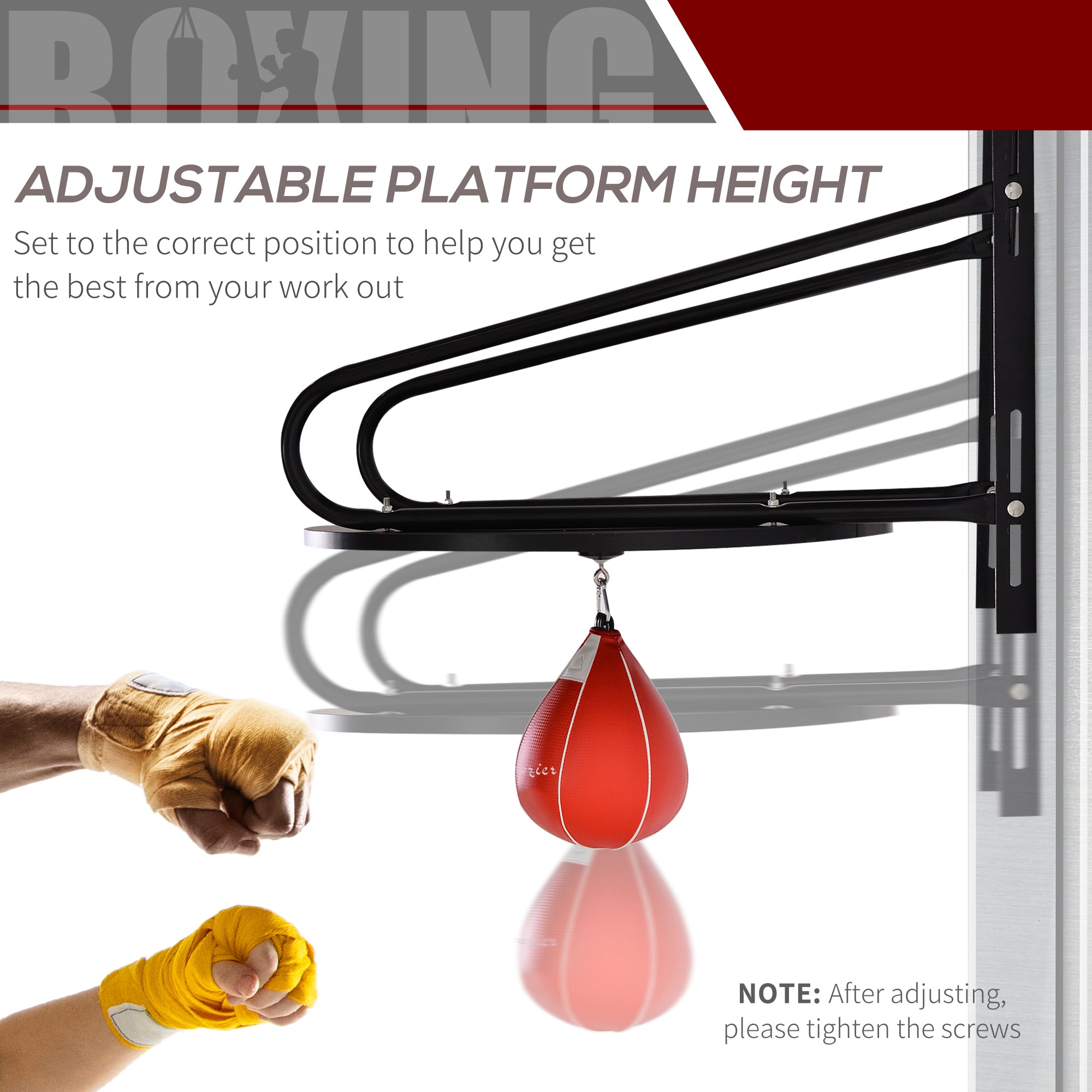 Soozier Wall-mounted Speed Bag Boxing Platform with Adjustable Height 