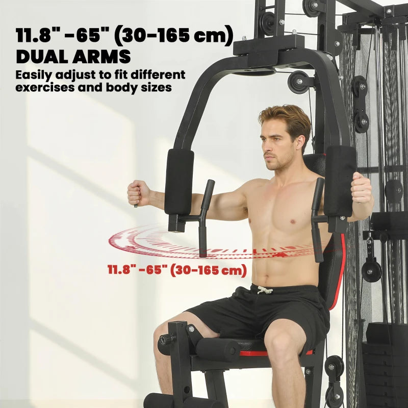Soozier Home Multi Gym Smith Machine with 143LBS Weight Stack, Cable Pulley System, Chest Station, Preacher Pad, Leg Developer