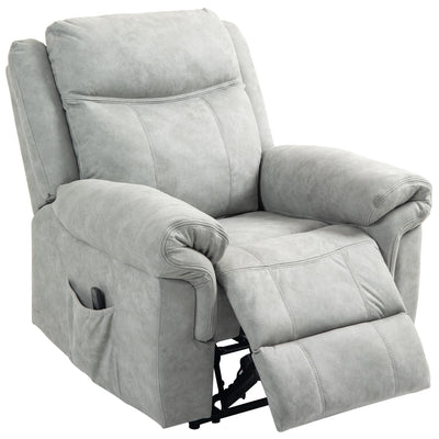 HOMCOM Manual Recliner Chair with Vibration Massage, Side Pockets, Microfibre Reclining Chair for Living Room, Grey 