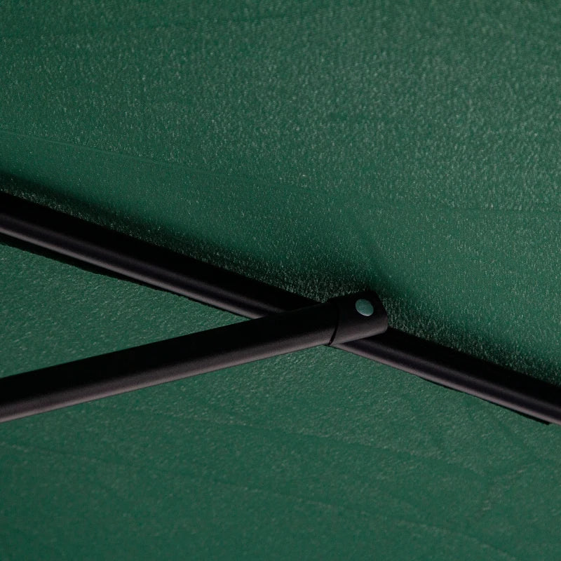 9.7ft Offset Patio UmbrellaCantilever Parasol with Crank Handle, 8 Ribs and Cross Base for Outdoor, Sun Shade, Green