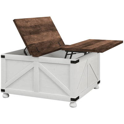 HOMCOM Coffee Table 32" Lift Top Flip-top Lids Farmhouse Hidden Compartments Living Room 
