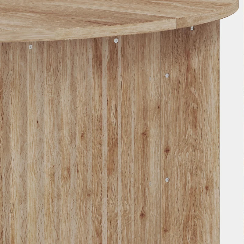 32" Round Lift-Top Coffee Table with Hidden Storage & Fluted Design – Natural Wood