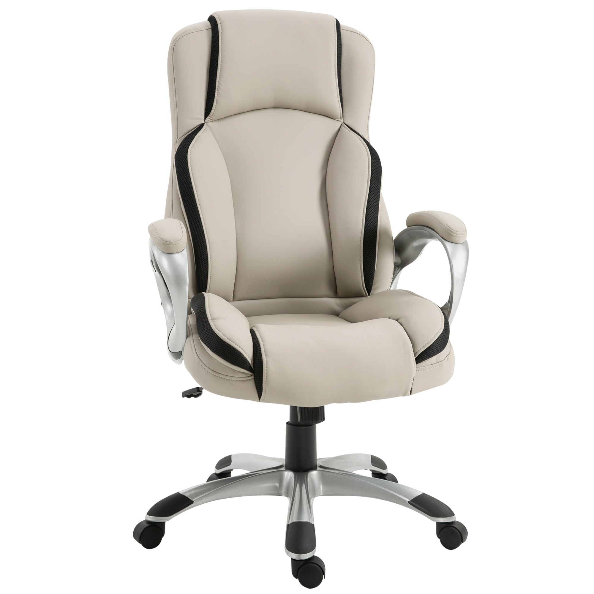 Vinsetto Executive Desk Chair: 360° Swivel, PU Leather with Double Padding, Greige & Black 