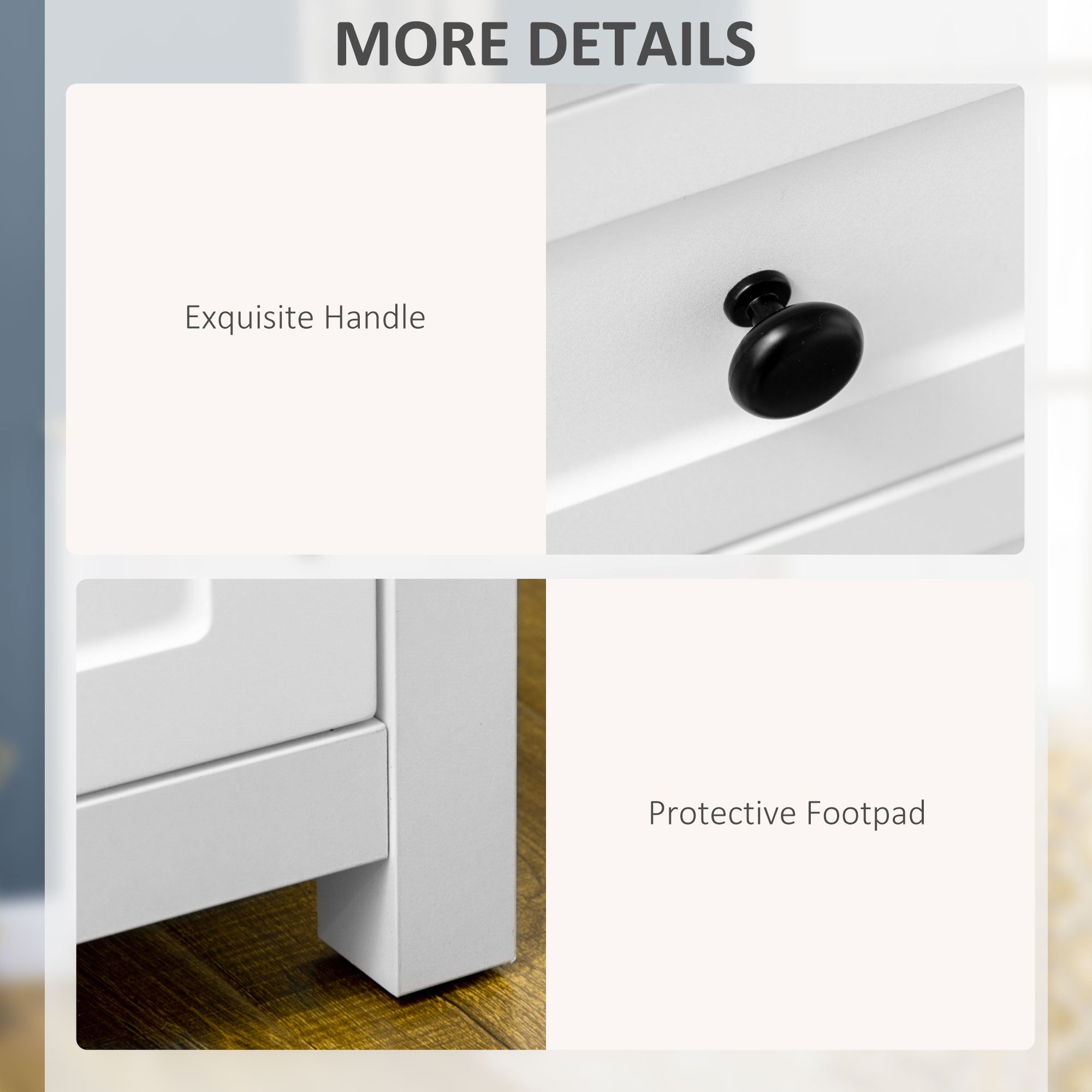 HOMCOM Contemporary Organizer: Sideboard Kitchen Storage Cabinet with Drawers, Adjustable Shelf for Entryway, Living Room, White 