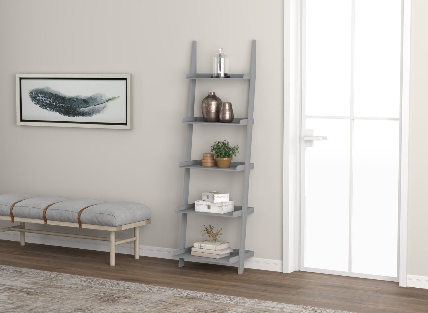 Wall Shelf Light Grey 5 Tier With Borders 