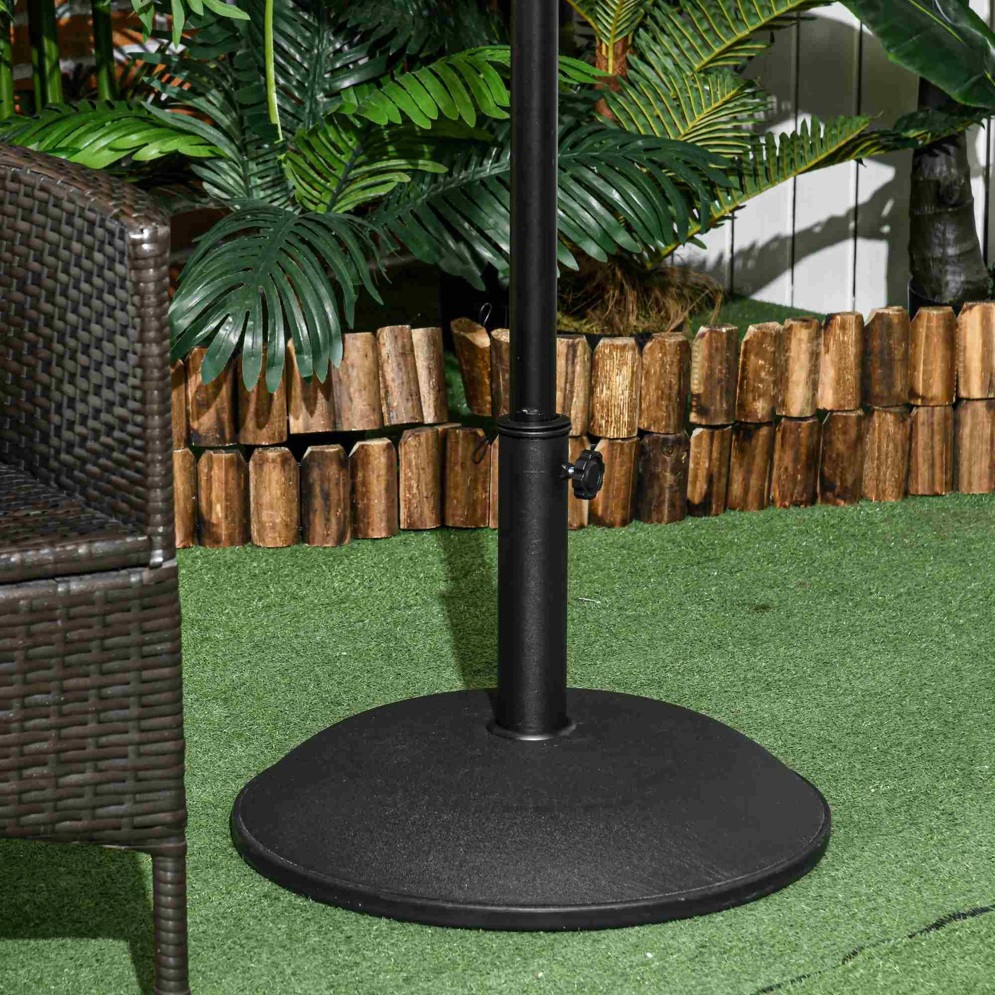 Outsunny Concrete Umbrella Base: 44 lbs 18" Round Heavy Duty Weather-Resistant Stand for Patio, Grey 