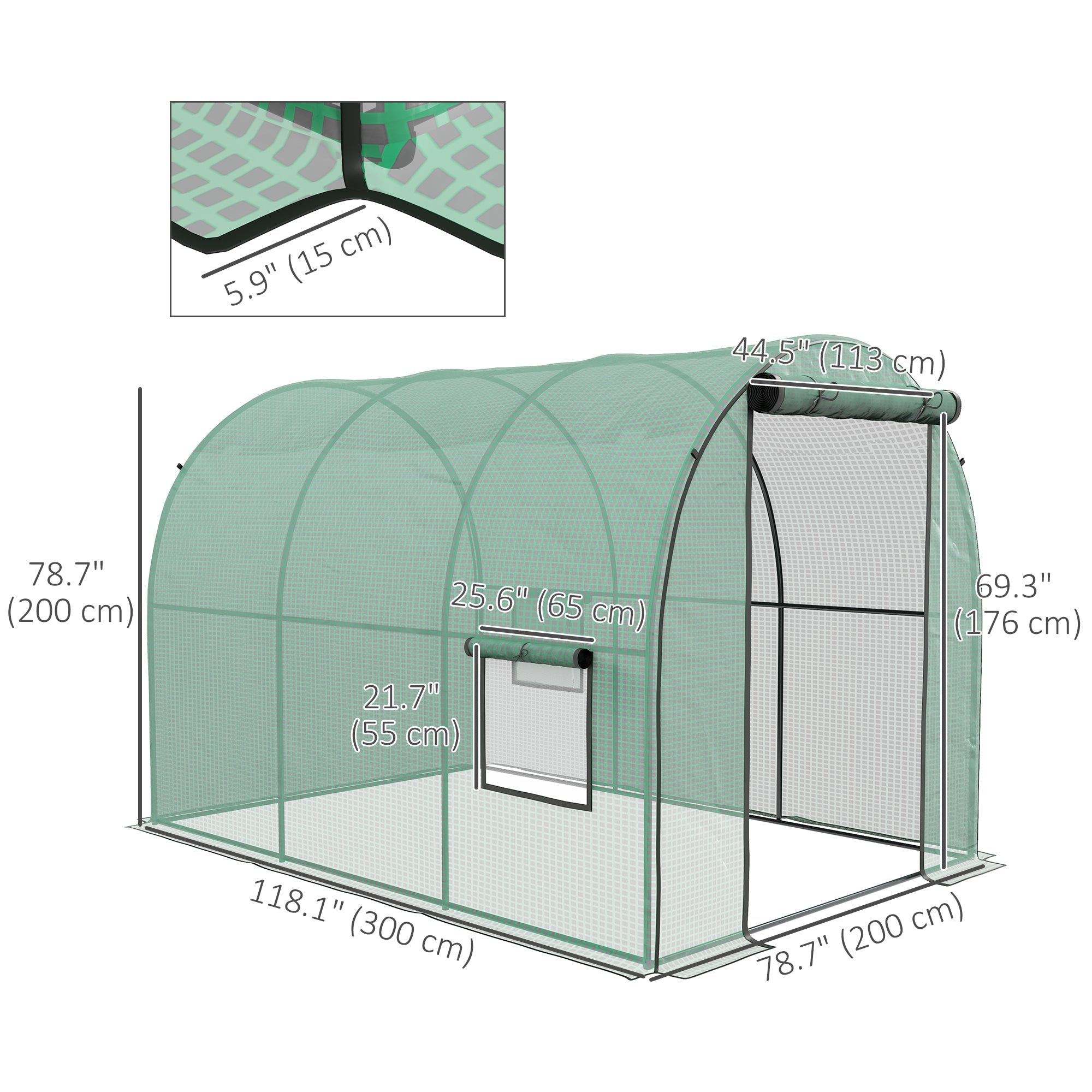 Outsunny Polytunnel Grow Haven: 6.6x10x6.6FT Walk-In Grow House with Plastic Cover, Door Mesh Window Steel Frame 