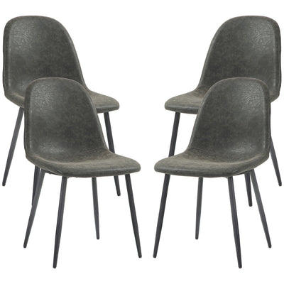 HOMCOM Retro Set of 4 PU Leather Upholstered Dining Chairs for Kitchen Living Room Bedroom 