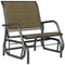 Patio Glider Outdoor Glider Chair with Breathable Mesh Seat & Backrest, Armrests and Metal Frame, Light Mixed Brown