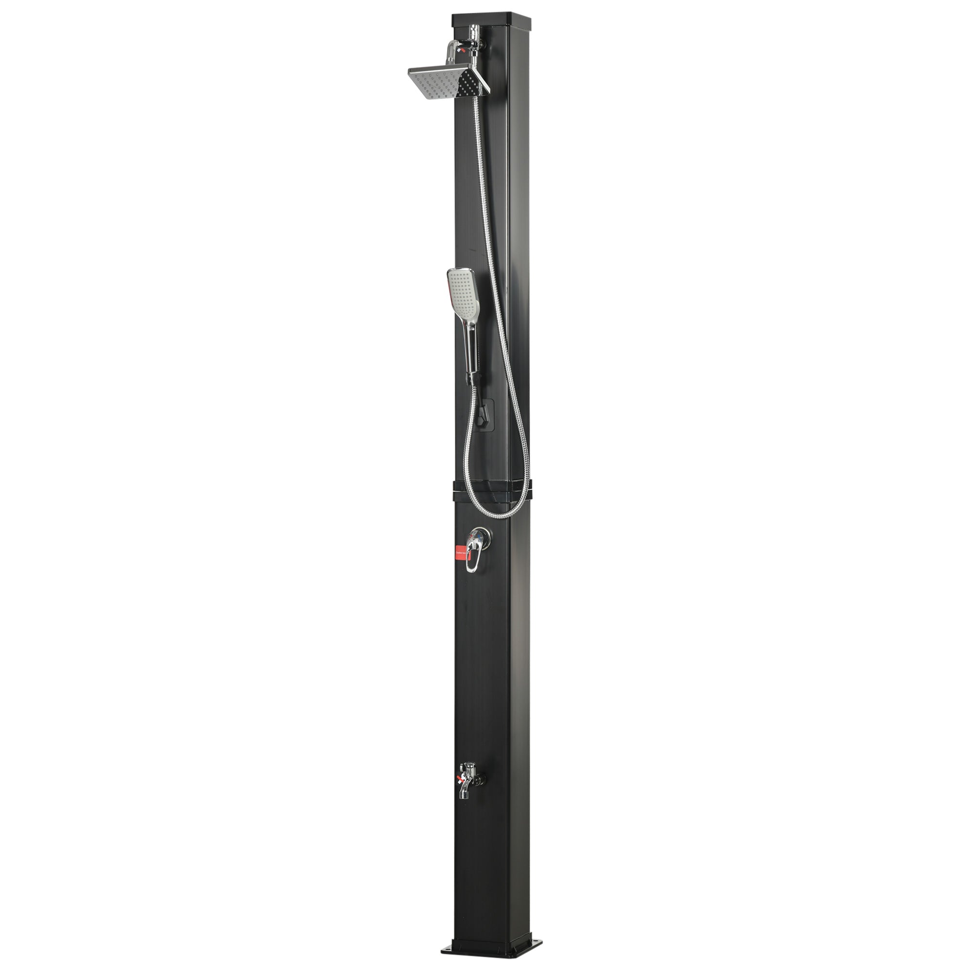 Outsunny Outdoor Solar Shower 10.6Gal with 360 Rainfall Head Handheld 60℃ Adjustable Temperature for Poolside Beach Spa 