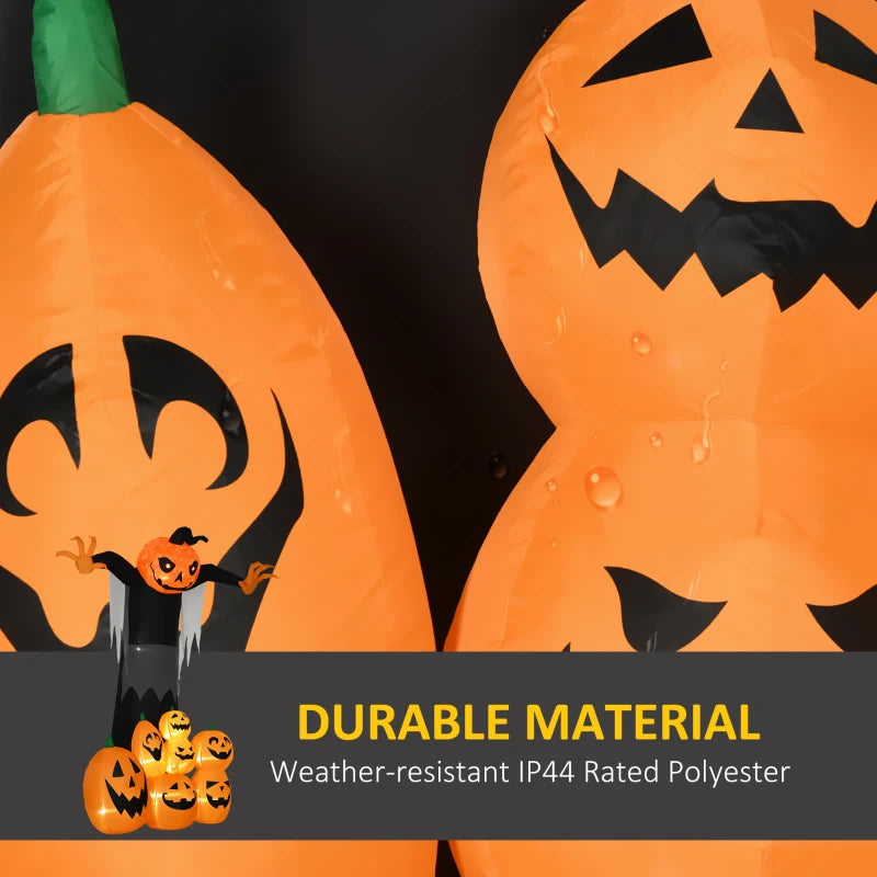 Outsunny 8ft Halloween Inflatable Pumpkin Head Ghost in a Hat – LED Lighted Outdoor Decoration 