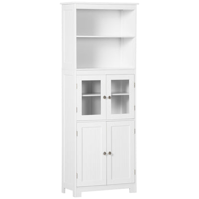 HOMCOM Elegant 63" Buffet Hutch 4-Door Kitchen Pantry Freestanding Bathroom Cabinet Adjustable Shelf Dining Room Storage 