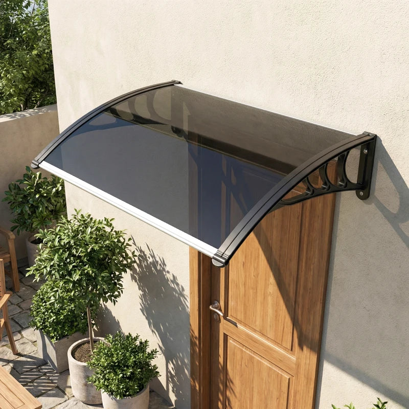 Window Awning Door Canopy, 29.9" x 39.4" Polycarbonate Cover, Front Door Patio Canopy with Solid Panel, Transparent