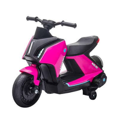 Aosom Kids Ride-On Electric Motorcycle Toy with 6V Rechargable Battery, Training Wheels, Music, Headlights, Pink 