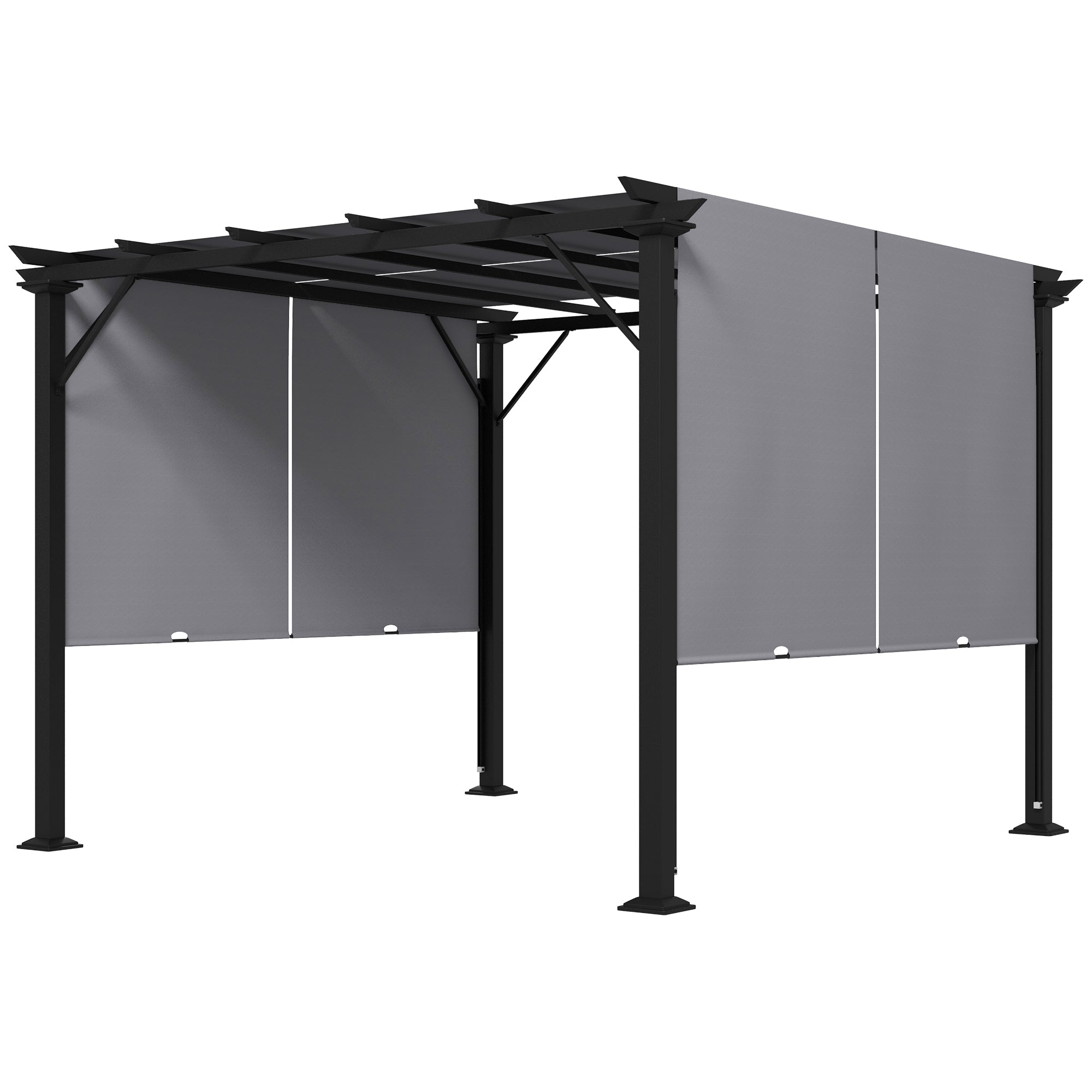 Outsunny 10' x 10' Retractable Pergola Canopy for Backyard, Grey 