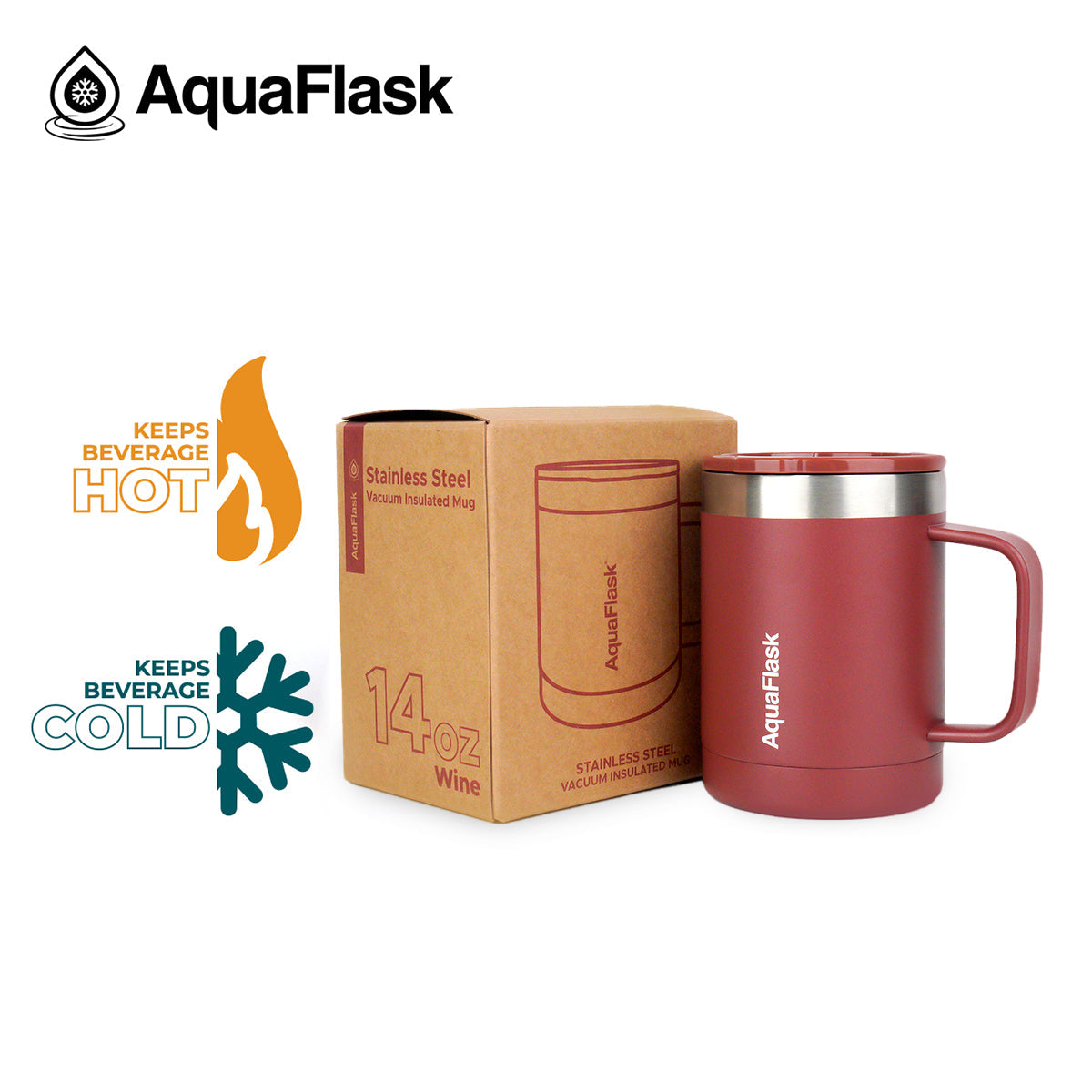 Aquaflask Thermal Insulated Lidded Mug With Handle 415ml (14 oz) 