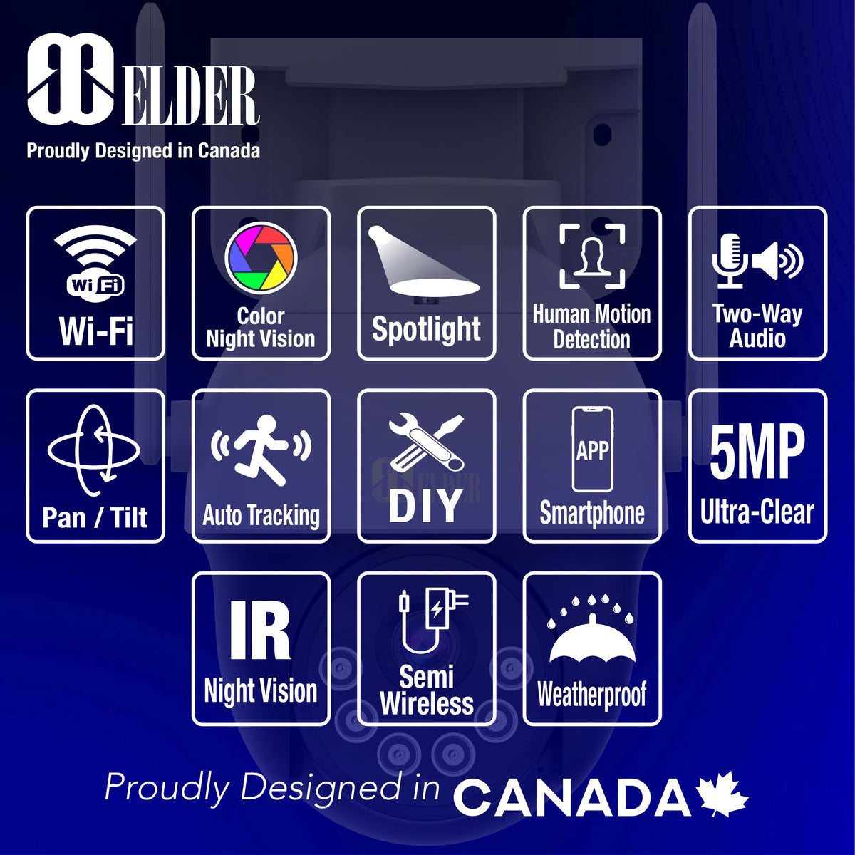 Elder WiFi PTZ Security Camera System, 4K NVR 8CH & Semi Wireless 5MP Cameras Outdoor Color Night Vision, Person Detection Smart Home Surveillance CCTV DIY 