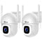 Elder WiFi Security Camera 2K+ Outdoor x2 Pack PTZ 64GB Semi Wireless, DIY Smart Home AI Human Motion, Spotlight Deterrence & Color Night Vision, Works with Hey Google & Alexa