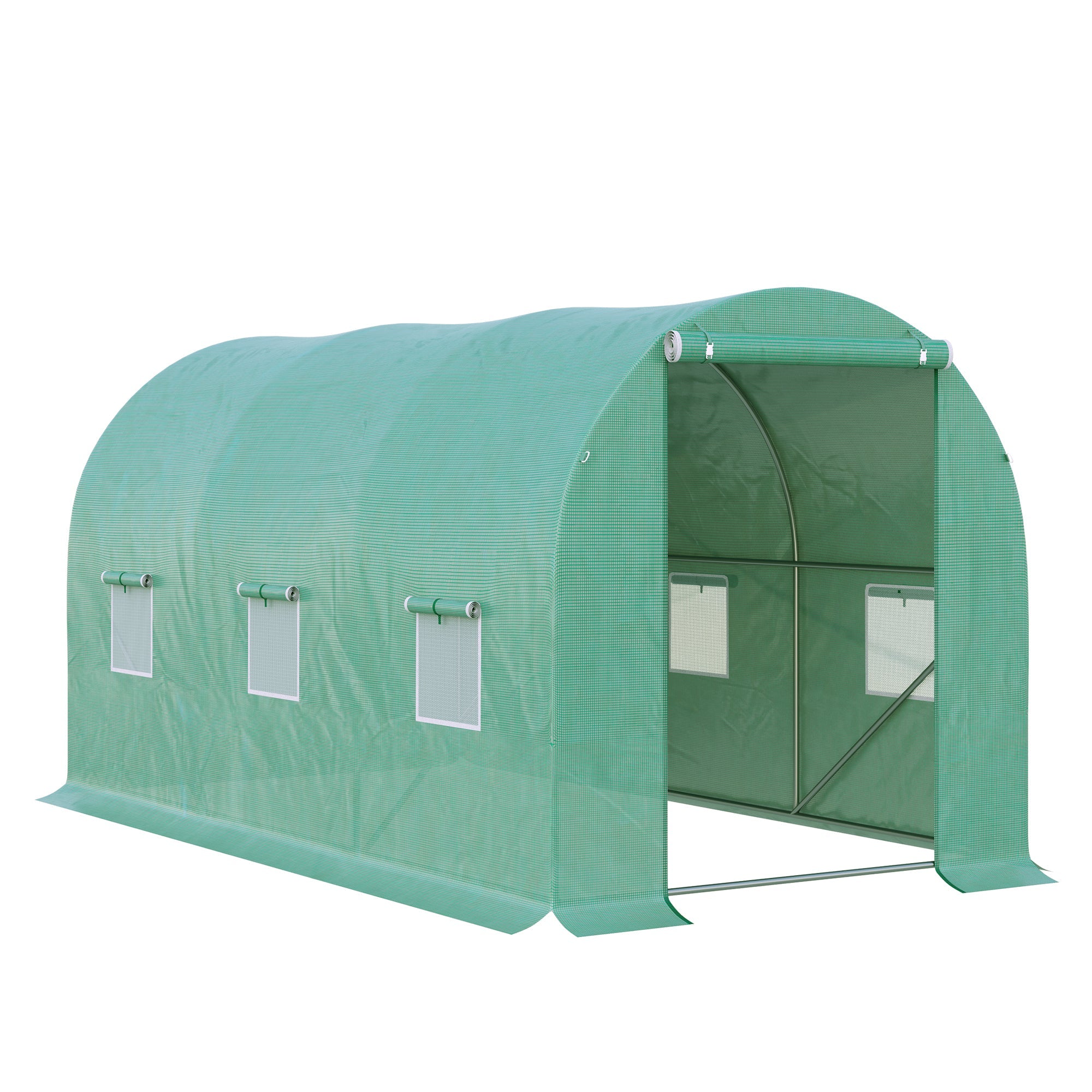 Outsunny Outdoor Walk-in Grow Shelter: 13' x 6' x 6' Tunnel Portable Plant Gardening Warm House with PE Cover, Green 
