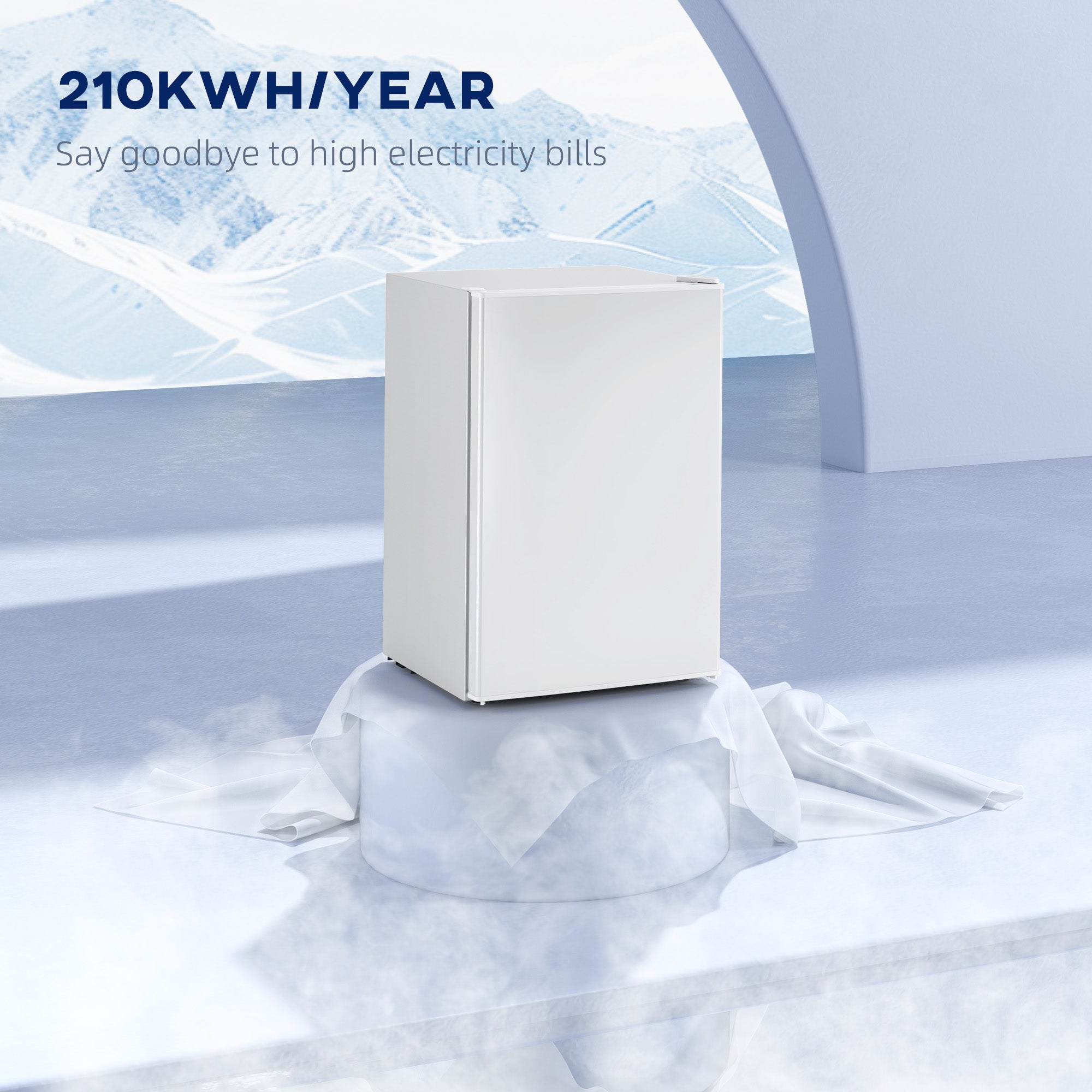 HOMCOM 2.5 Cu.Ft Mini Fridge, Single Door Compact Refrigerator with Freezer, Adjustable Thermostat, Reversible Door, White 