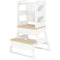 Qaba 2 in 1 Toddler Tower Kitchen Helper w/ Chalkboard, Safety Rail, for Counter, Bathroom, Sink, Kitchen, White