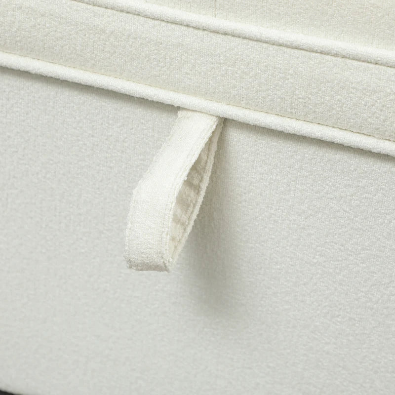 Storage Ottoman Bench, Foot Rest with Safety Hinges, 47 Inches Linen Storage Chest for Living Room, Cream White